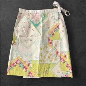 Samantha Floral Patchwork Wrap Skirt Women’s 4P A-Line Cottagecore Boho Vintage